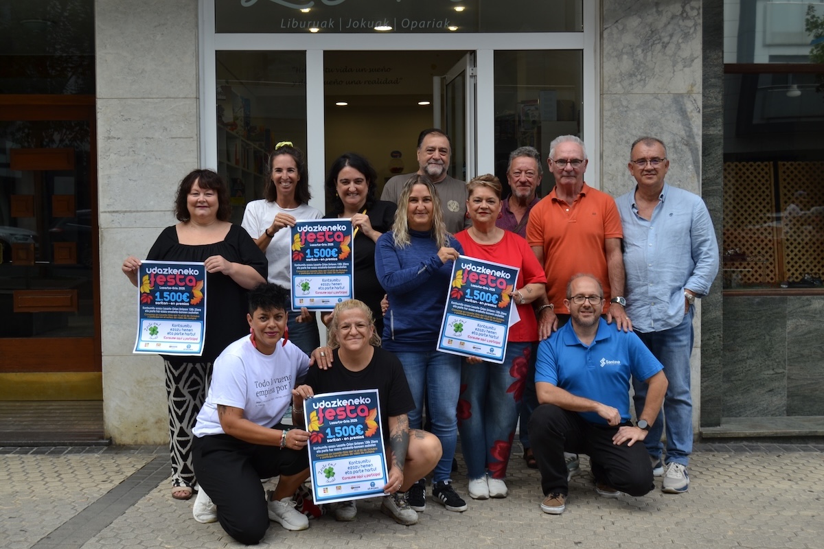 Aterpea dará la bienvenida al otoño con una nueva edición de Udazkeneko Festa en Lasarte-Oria. La campaña se desarrollará del 13 al 25 de octubre y combinará un sorteo de 1.250 euros en vales de compra con una jornada festiva el sábado 24 de octubre, en una iniciativa que cuenta con el apoyo del Ayuntamiento y busca dinamizar el comercio y la hostelería local y llenar las calles de actividad.