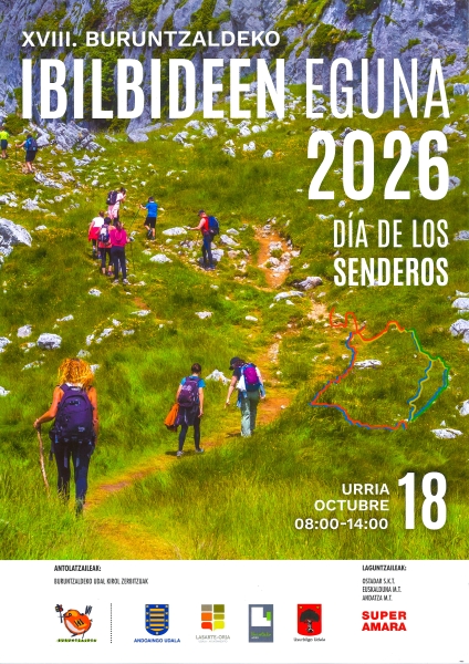 Buruntzaldea celebrará el 18 de octubre la 18.ª edición del Día de los Senderos. La iniciativa volverá a ofrecer cinco itinerarios entre Andoain, Lasarte-Oria, Urnieta y Usurbil para disfrutar del entorno natural de la comarca a pie o en bicicleta.
